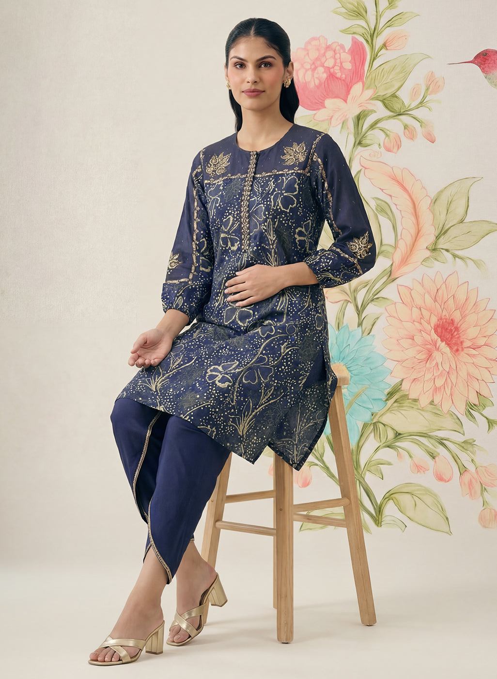 Jhumri Blue Cotton Blend Printed Co-ord Set