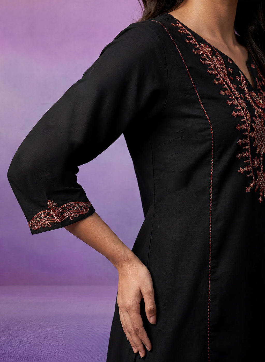Black Embroidered Suit Set with Dupatta