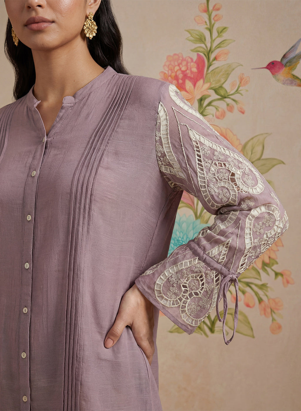 Taal Lavender Embroidered Shirt