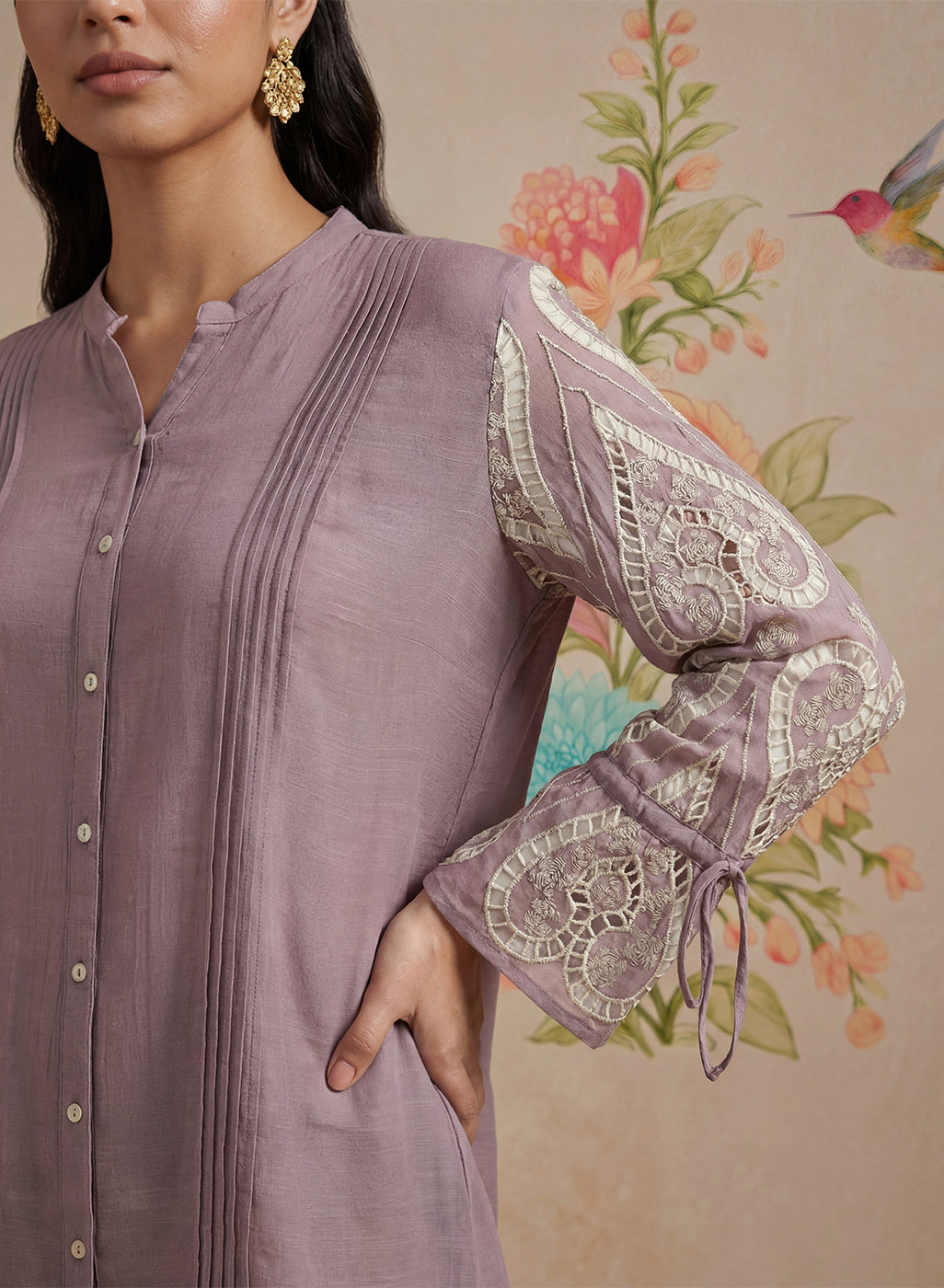 Taal Lavender Embroidered Shirt