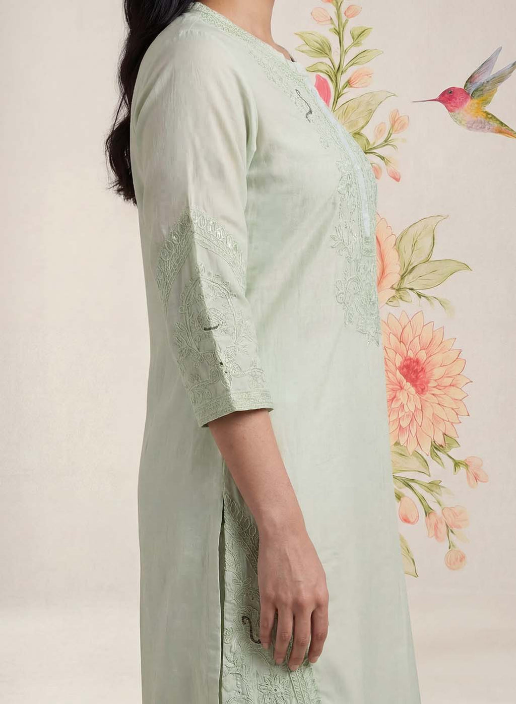 Suroor Mint Green Embroidered Chanderi Kurta Set