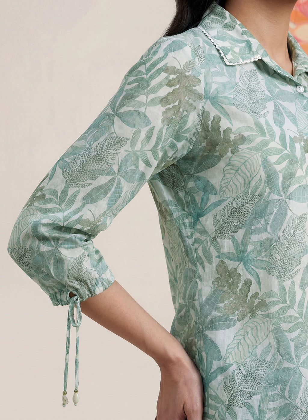 Aro Mint Green Floral Printed Shirt