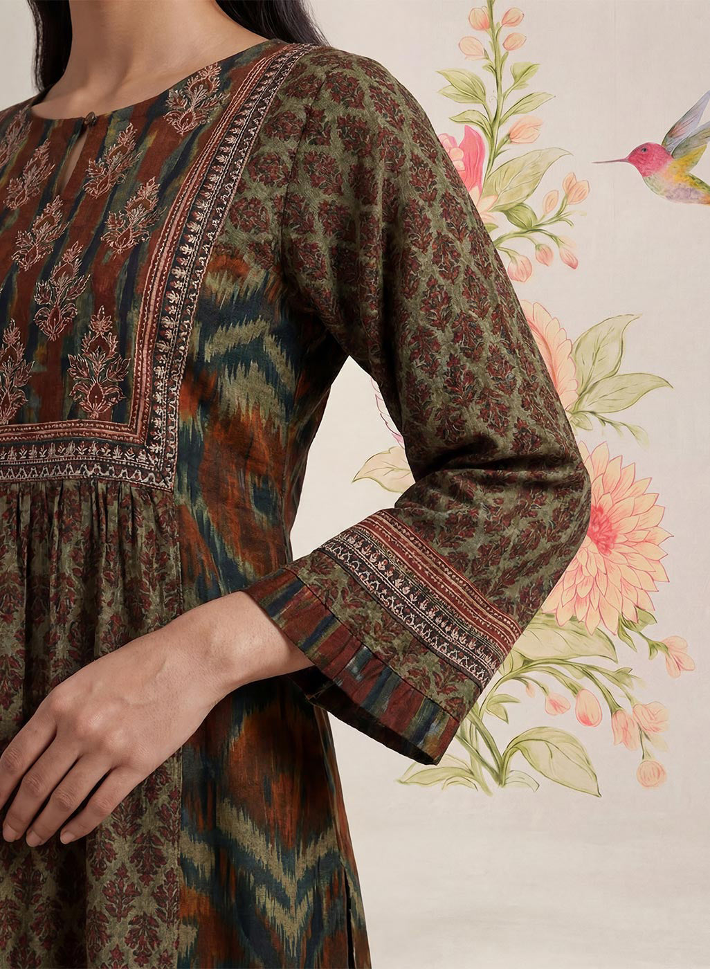 Mehrang Maroon Printed A-line Kurta