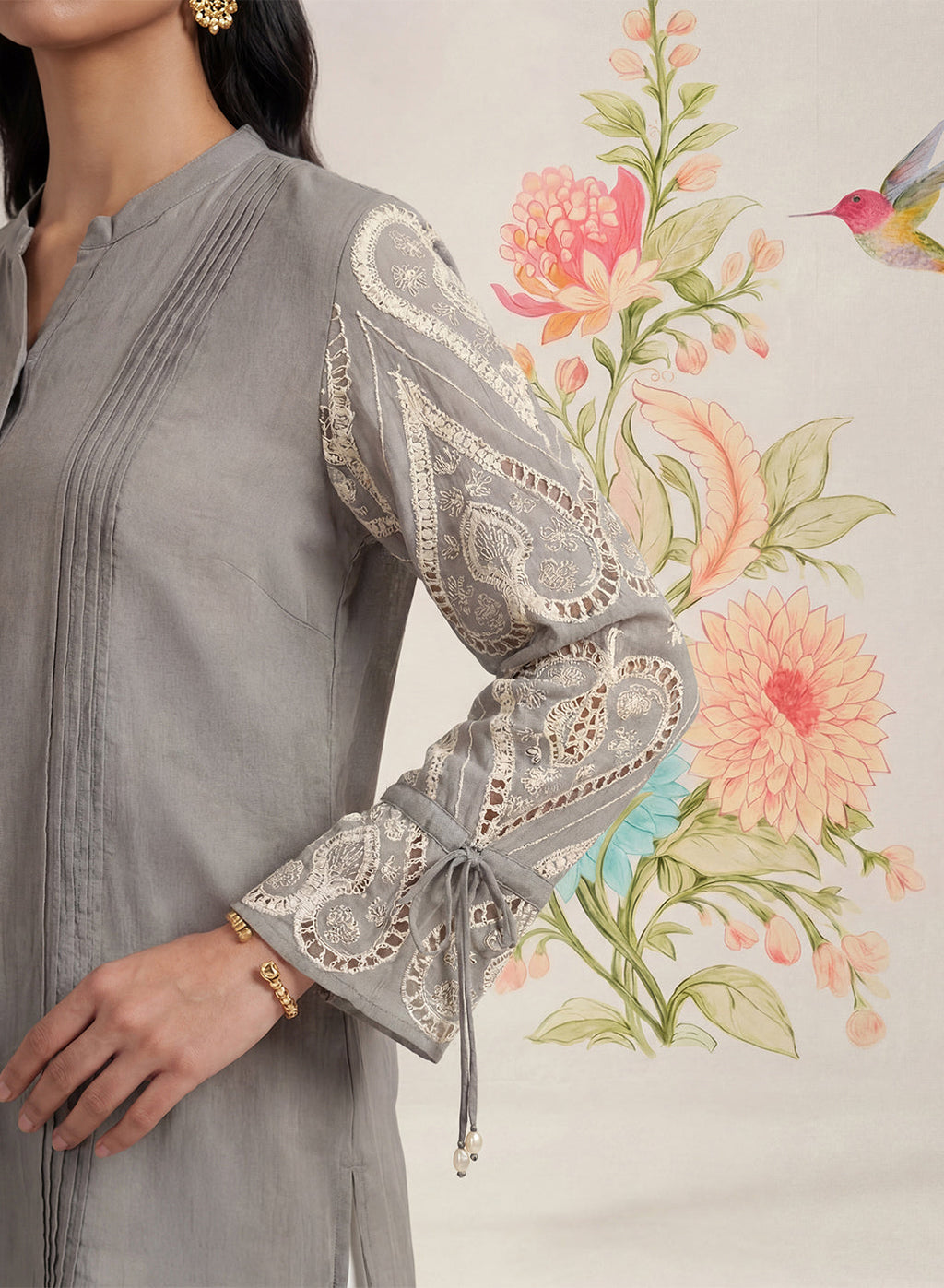 Taal Grey Embroidered Shirt