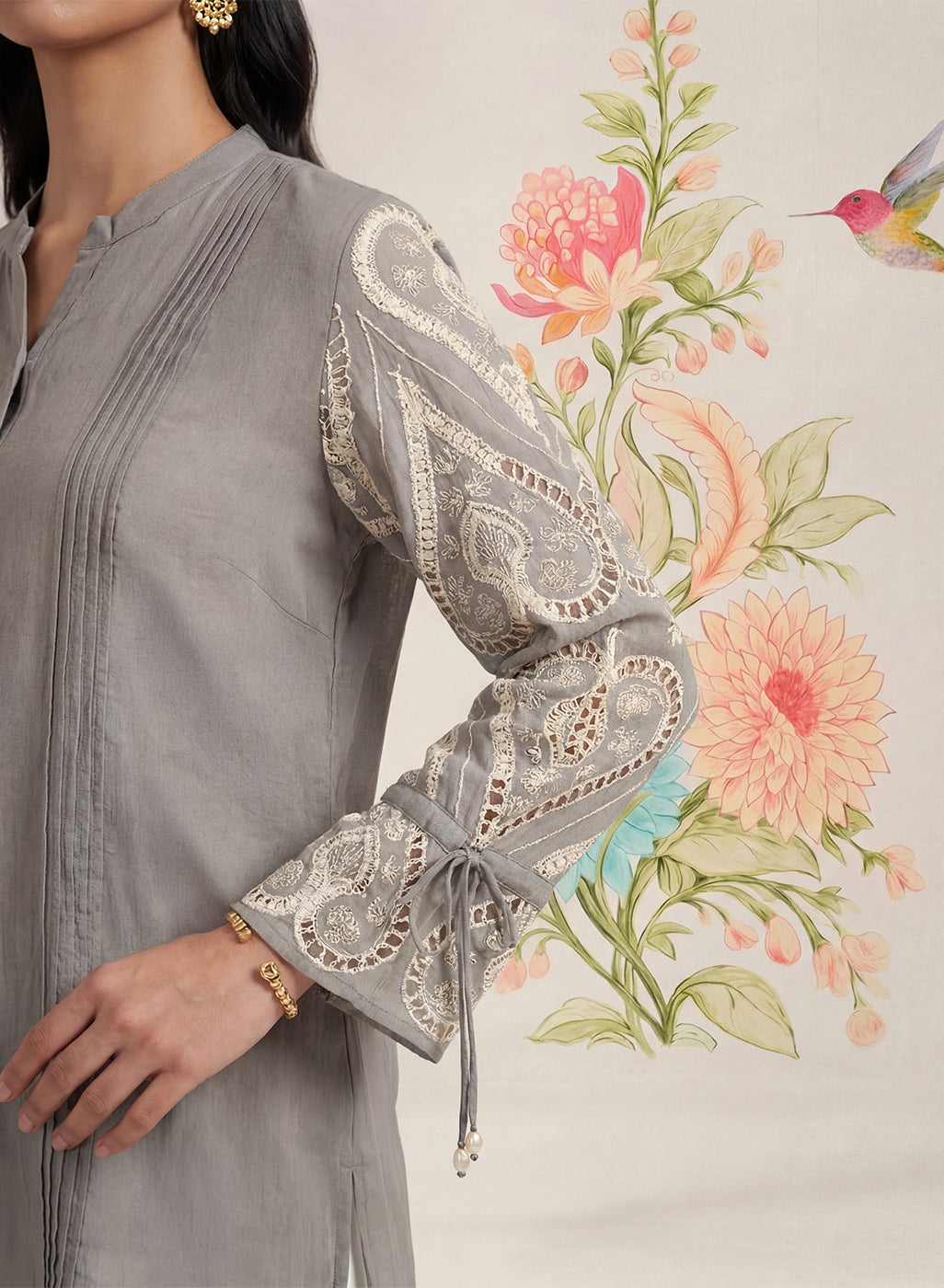 Taal Grey Embroidered Shirt