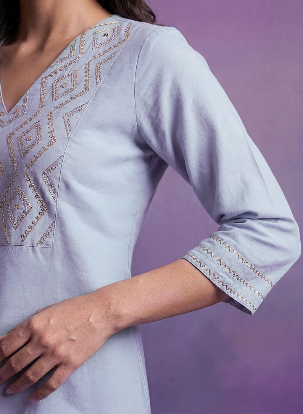 Spa Cotton Blend Embroidered Kurta Set