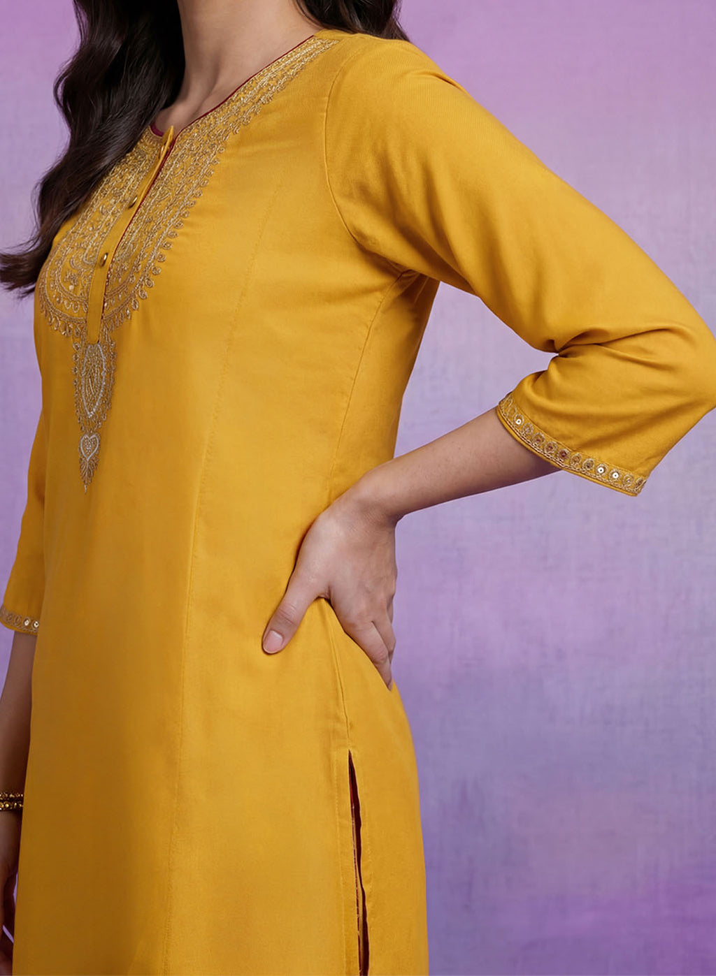 Yellow Embroidered Suit Set with Dupatta