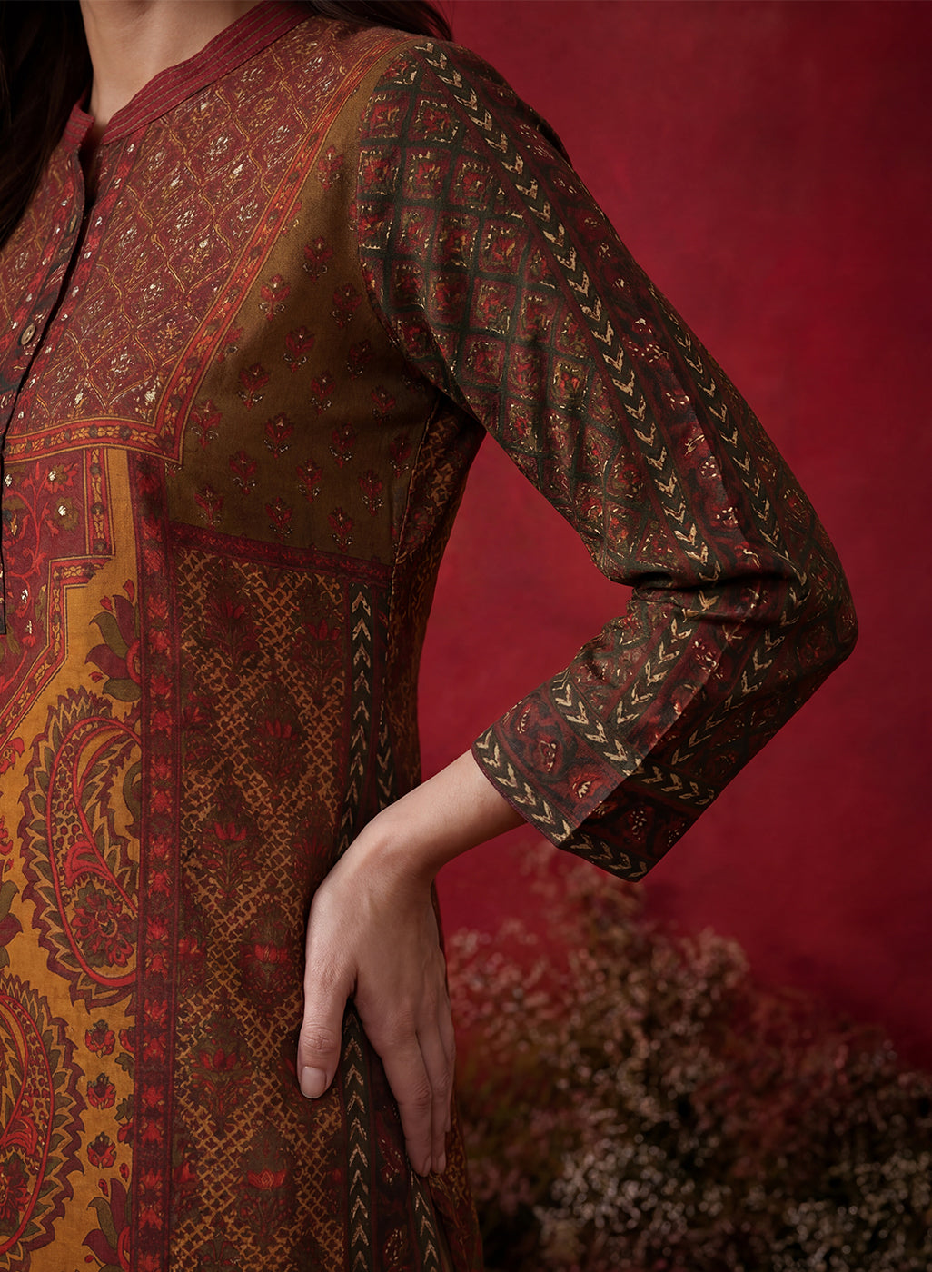Orabella Olive Printed Shantoon Tunic