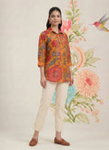 Survani Mustard Floral Printed Cotton Shirt