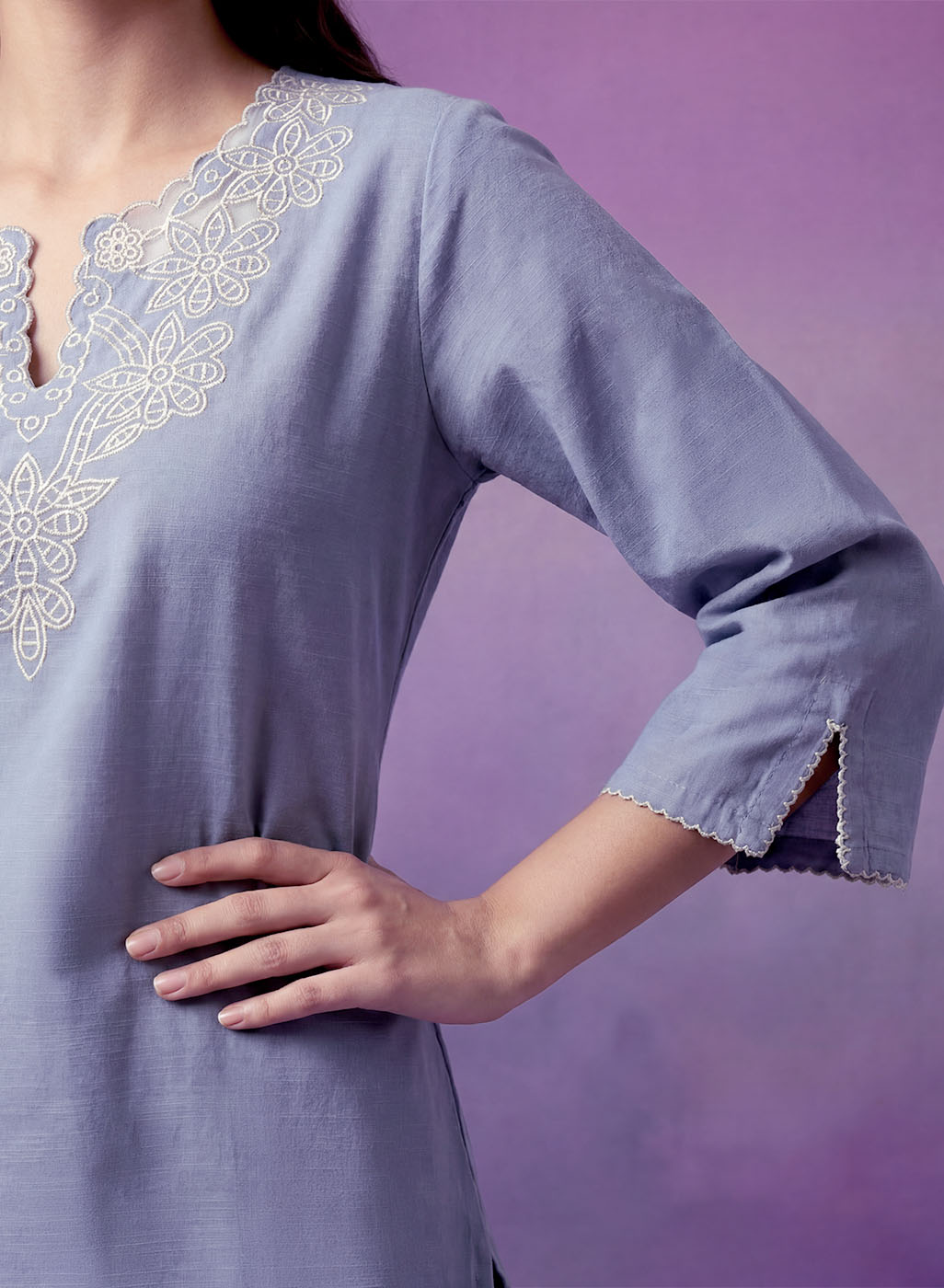 Blue Embroidered Co-ord Set