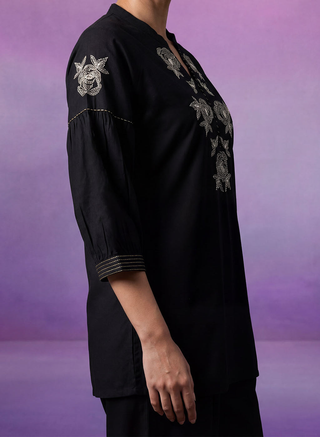 Black Embroidered Co-ord Set