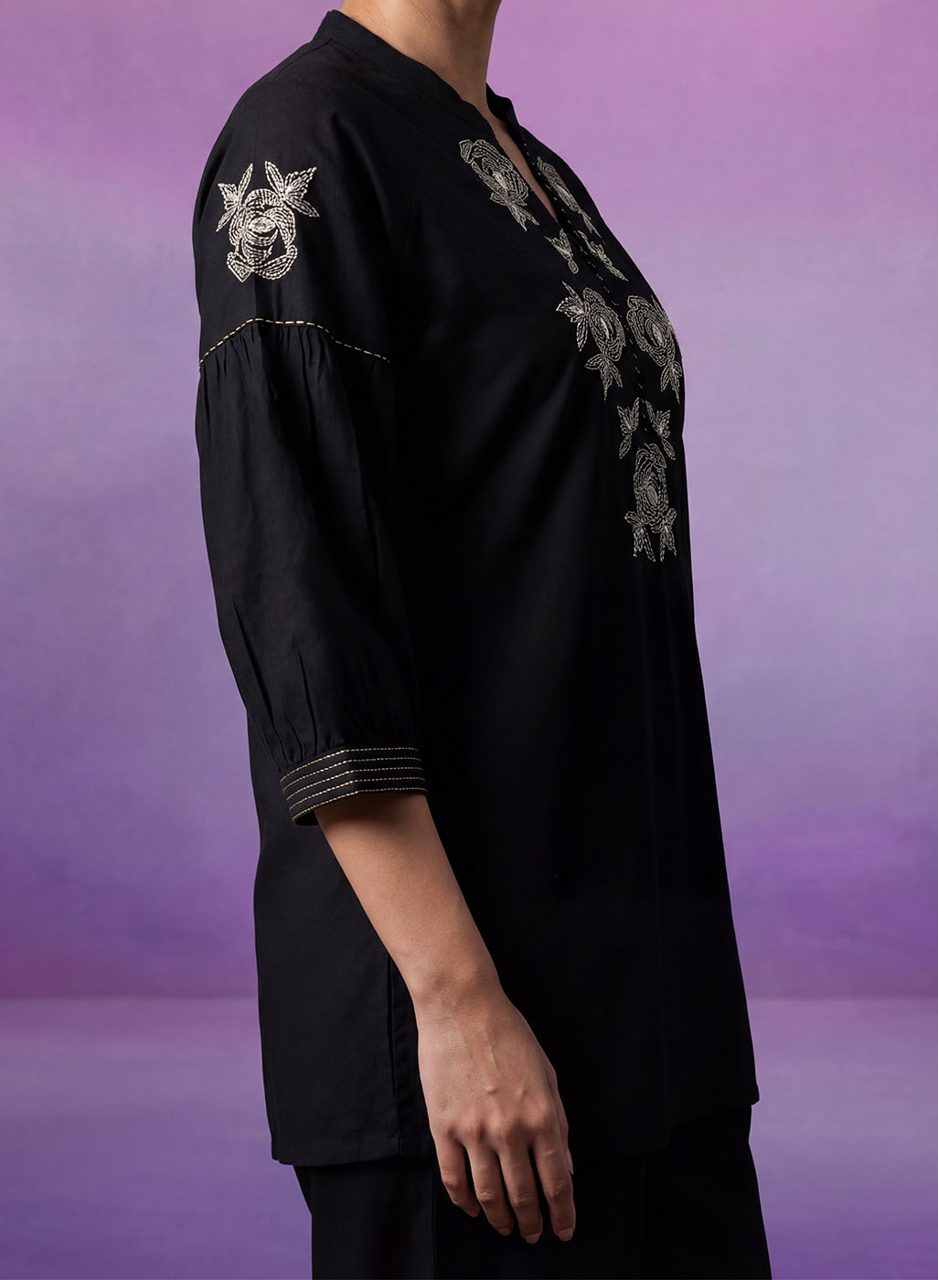 Black Embroidered Co-ord Set