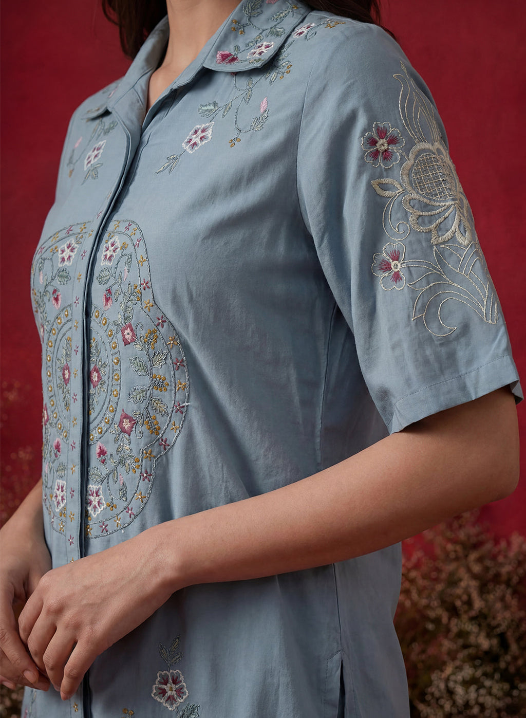 Spa Embroidered Chanderi Regular Co-ord Set
