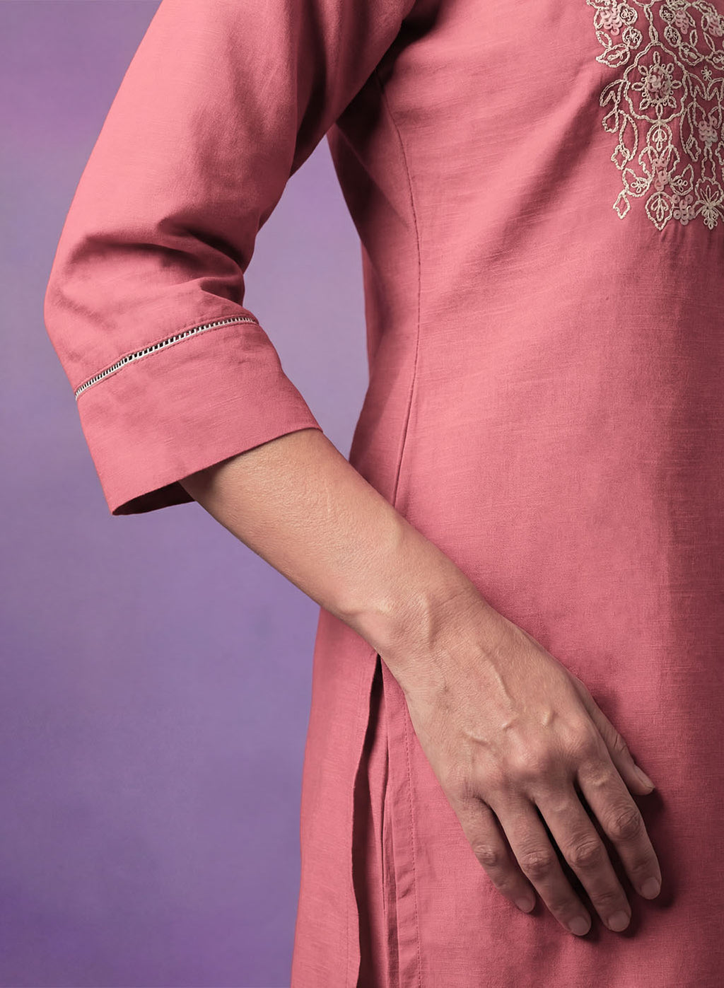 Coral Embroidered Straight Kurta Set