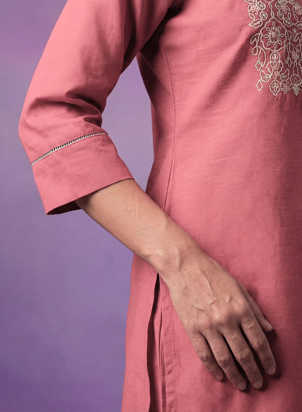 Coral Embroidered Straight Kurta Set