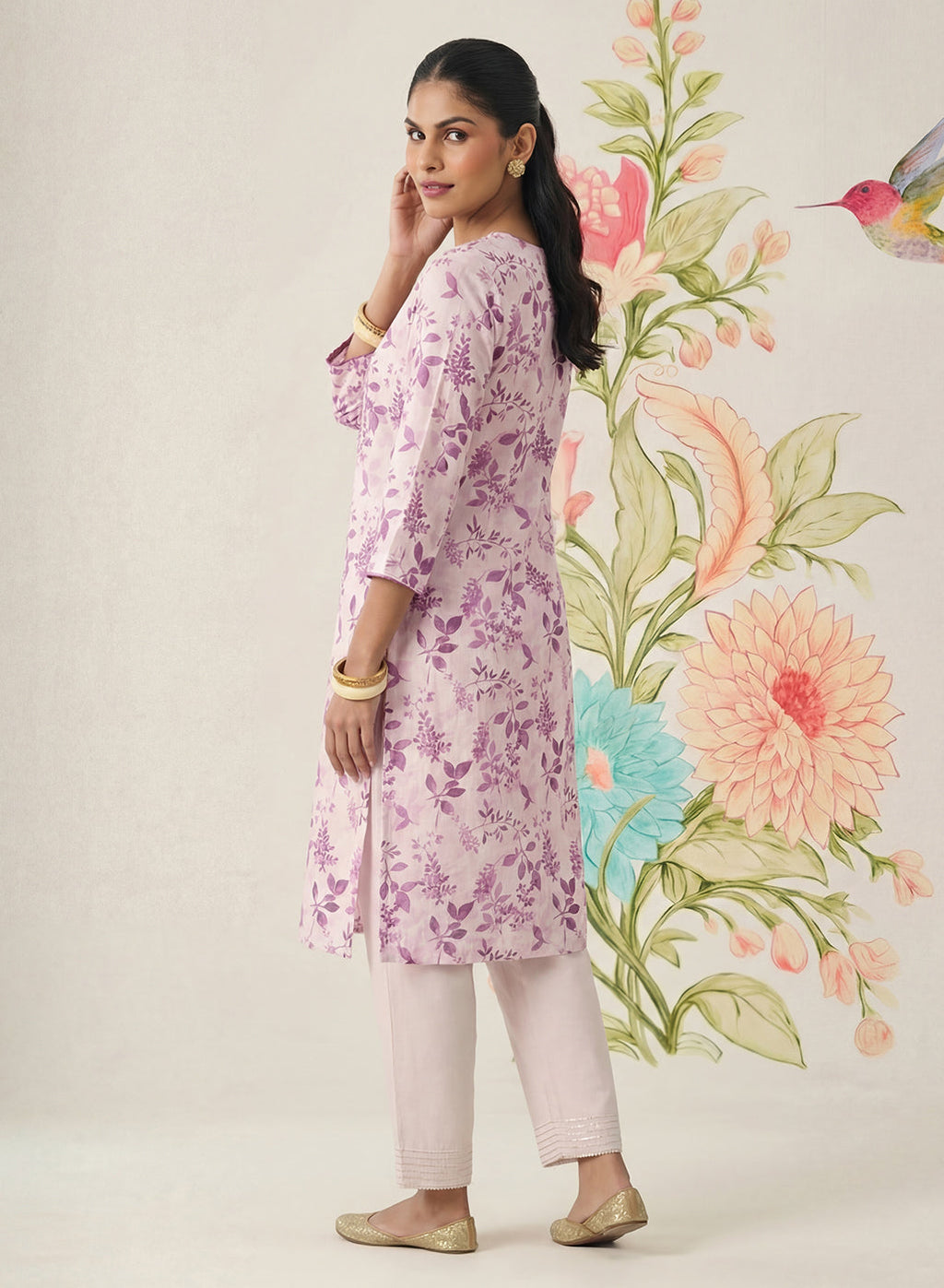 Kavya Fuchsia Printed Chanderi Suit Set with Dupatta