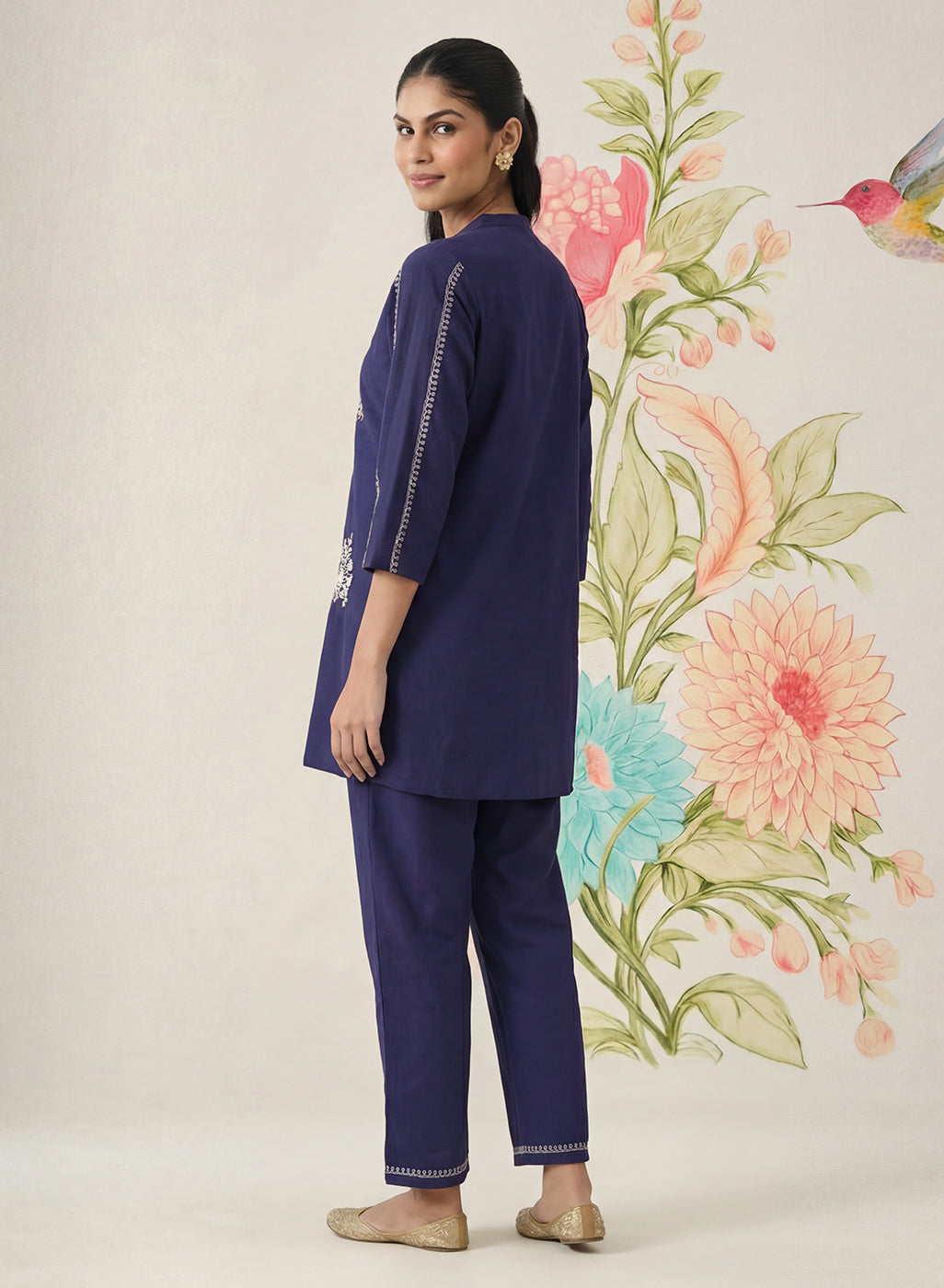 Chavi Navy Embroidered Co-ord Set