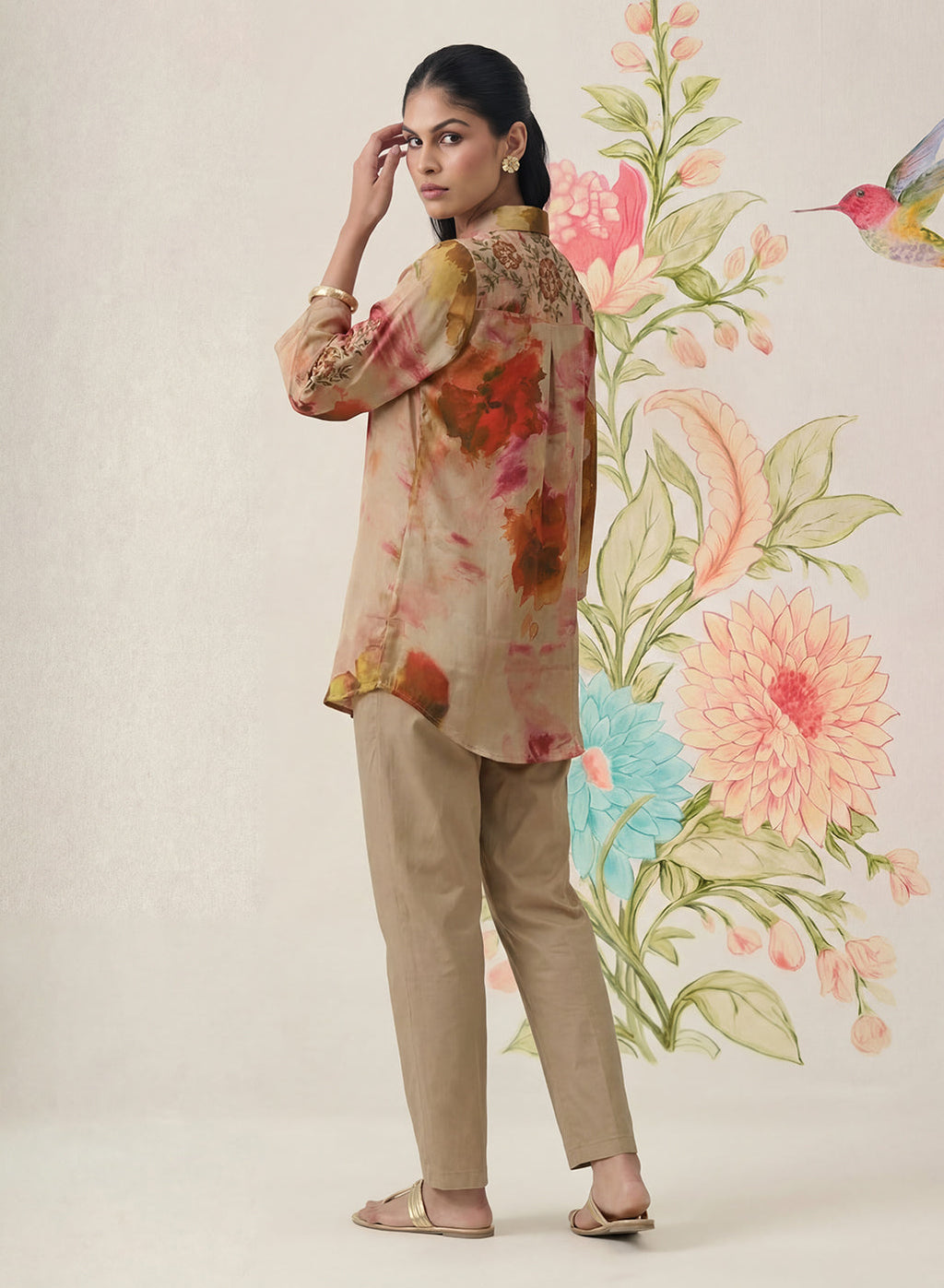 Liz Gold Printed Satin Shirt
