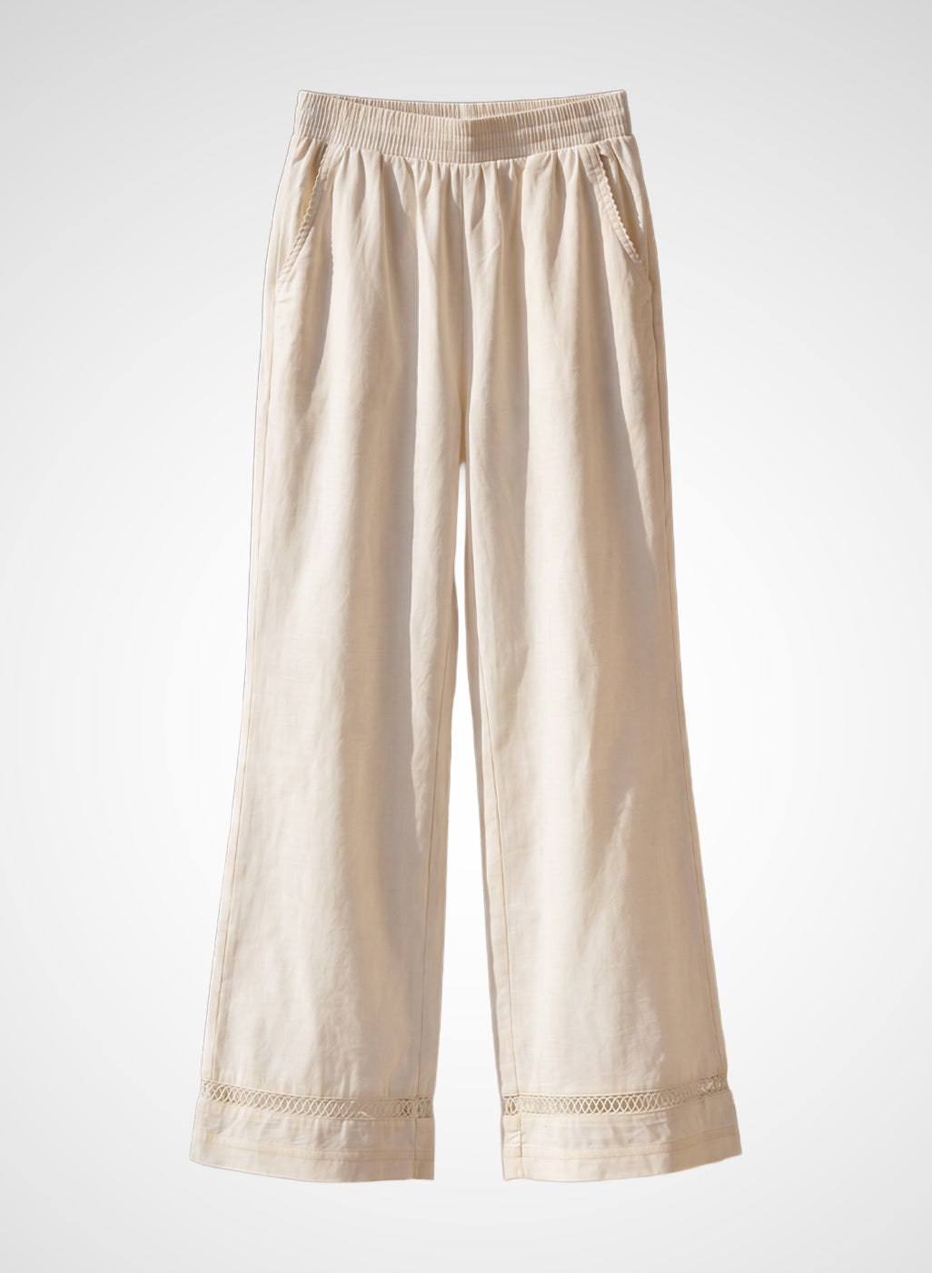 Ivory Linen Blend Daily Wear Palazzos