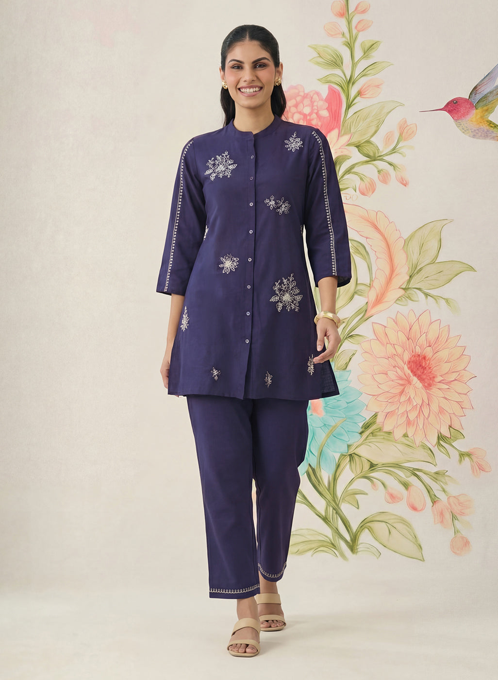 Chavi Navy Embroidered Co-ord Set
