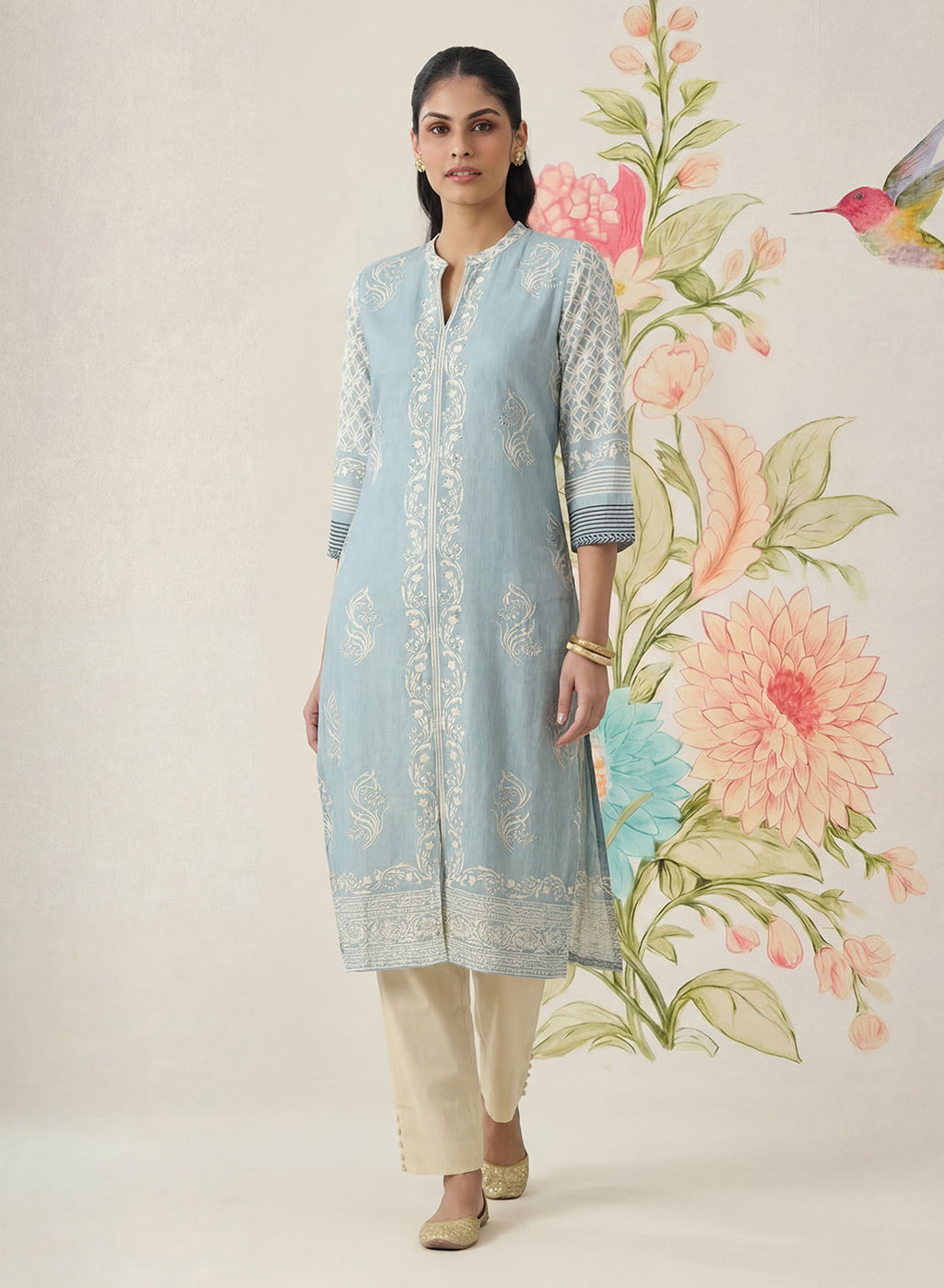 Arpora Spa Printed Linen Straight Kurta