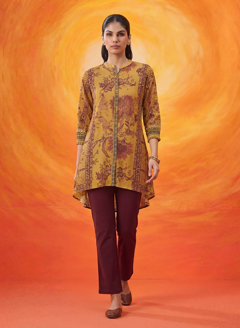 Paakhi Mustard Printed Shantoon Tunic
