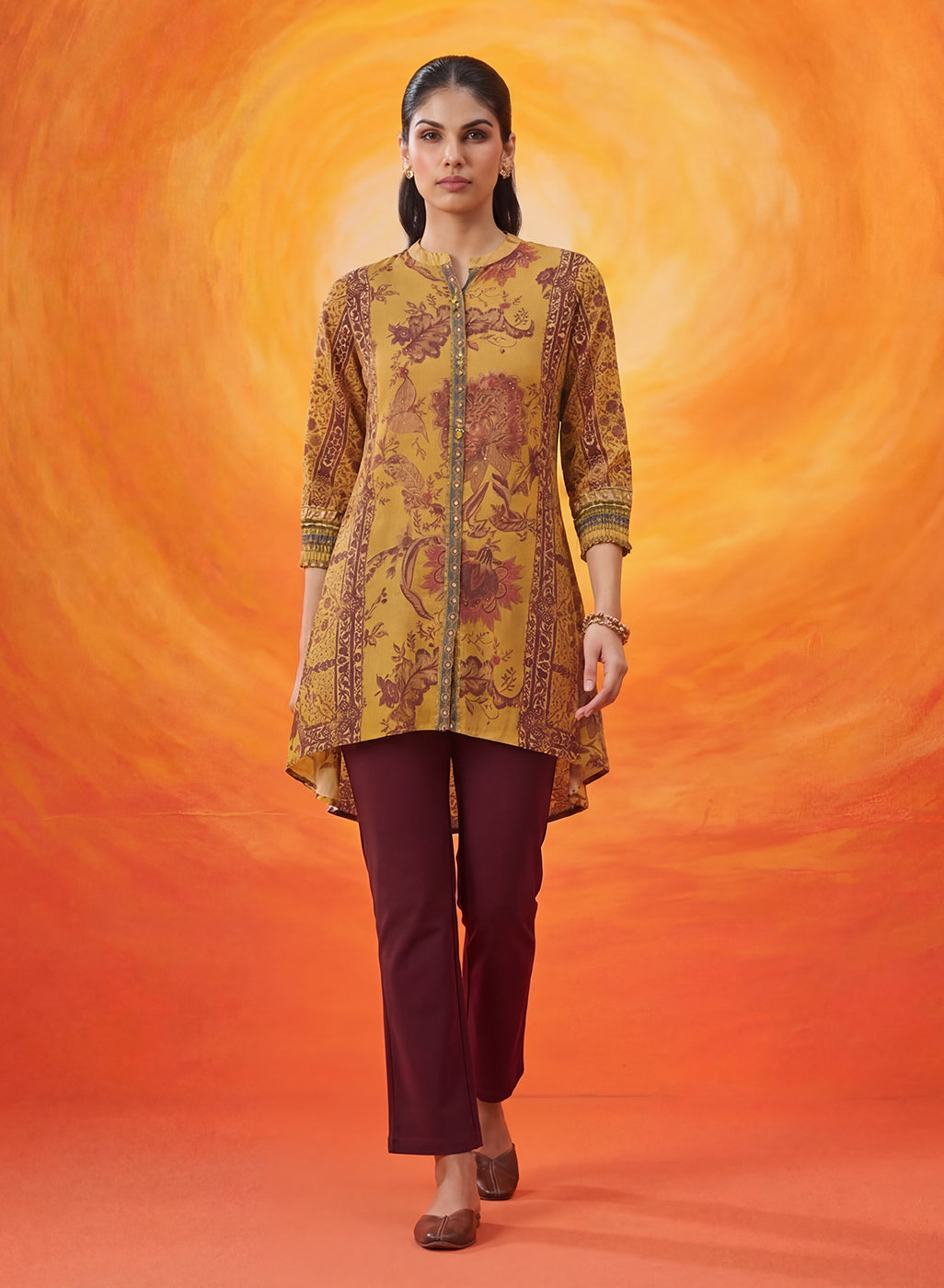 Paakhi Mustard Printed Shantoon Tunic