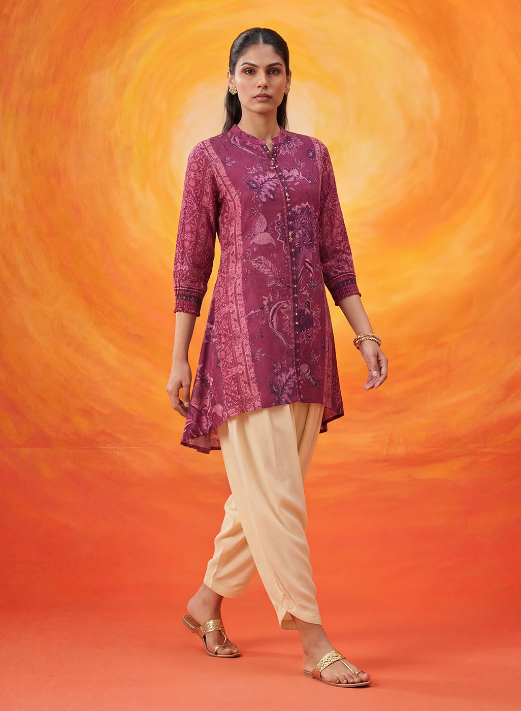Paakhi Dark Pink Printed Shantoon Tunic