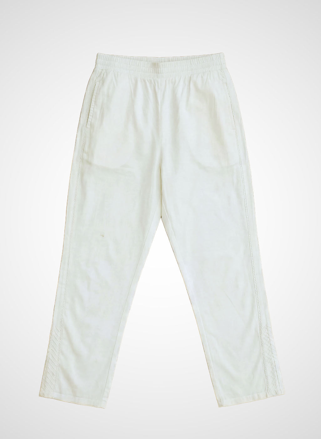 White Poplin Lycra Regular Fit Capri