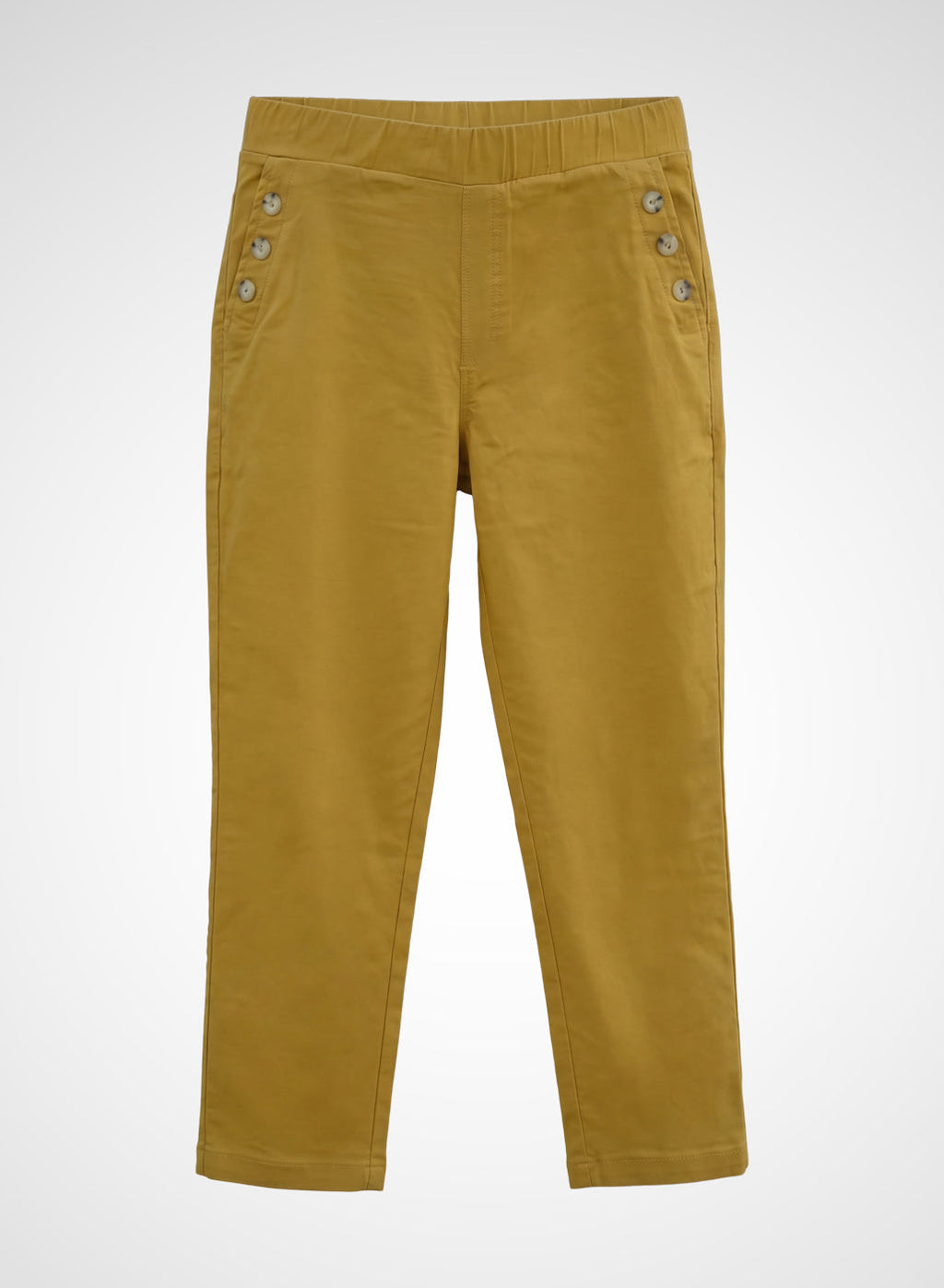 Mustard Cotton Blend Tapered Fit Capri